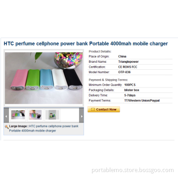 HTC perfume cellphone power bank Portable 4000mah mobile charger
